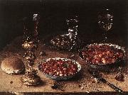 BEERT, Osias Still-Life with Cherries and Strawberries in China Bowls Norge oil painting reproduction